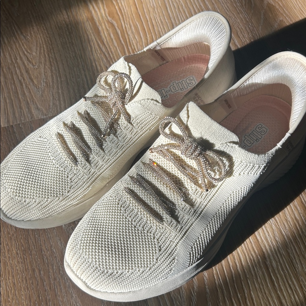 Skechers Cream Stretch Slip-On Shoes, ultra flex 3.0 diamond dreamer